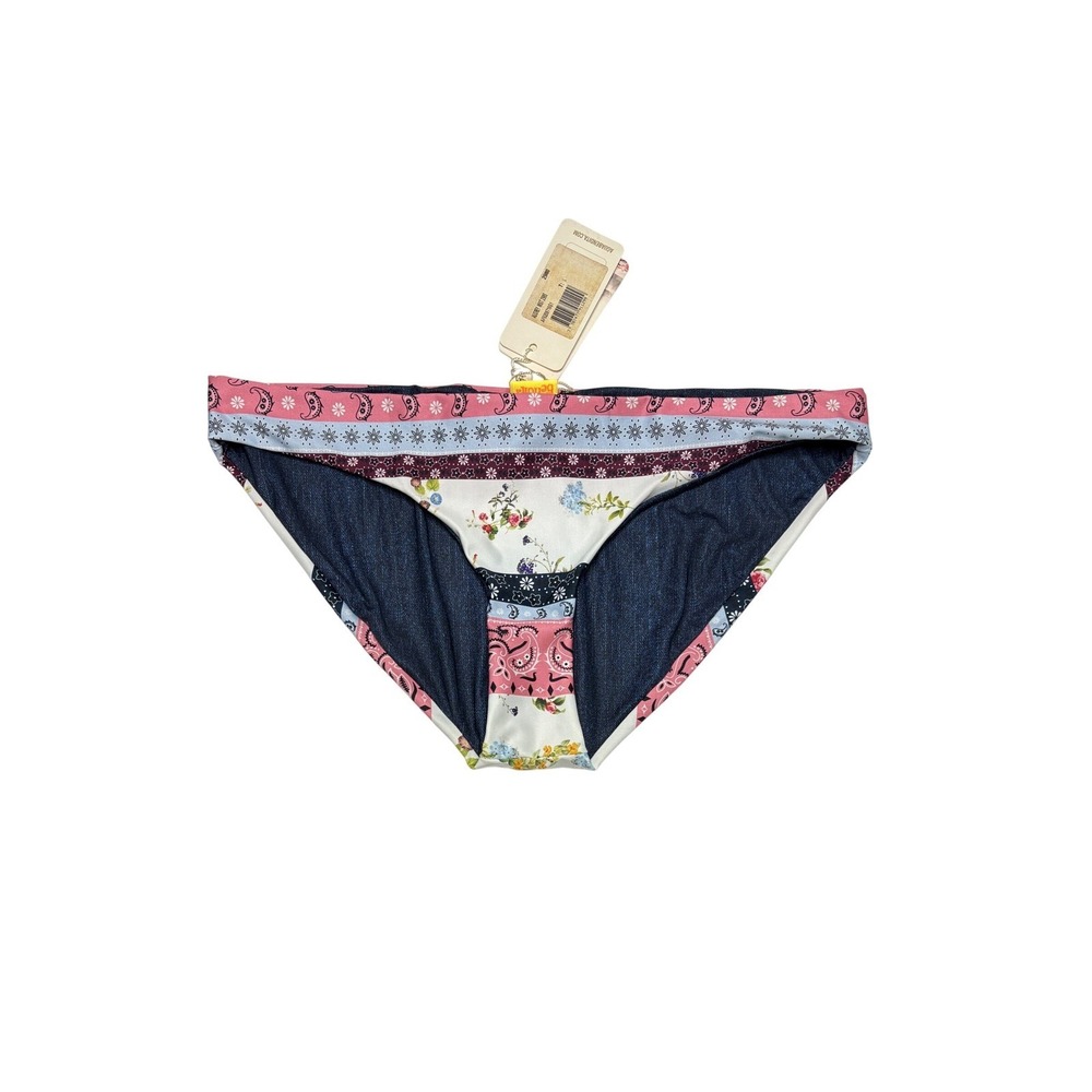Agua Bendita Audrey Mist Swim Bottom LARGE Blue Floral Bandana Vacation Summer